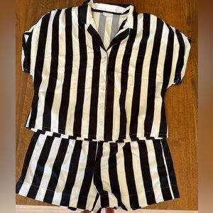 Black and White Striped Pajama Set